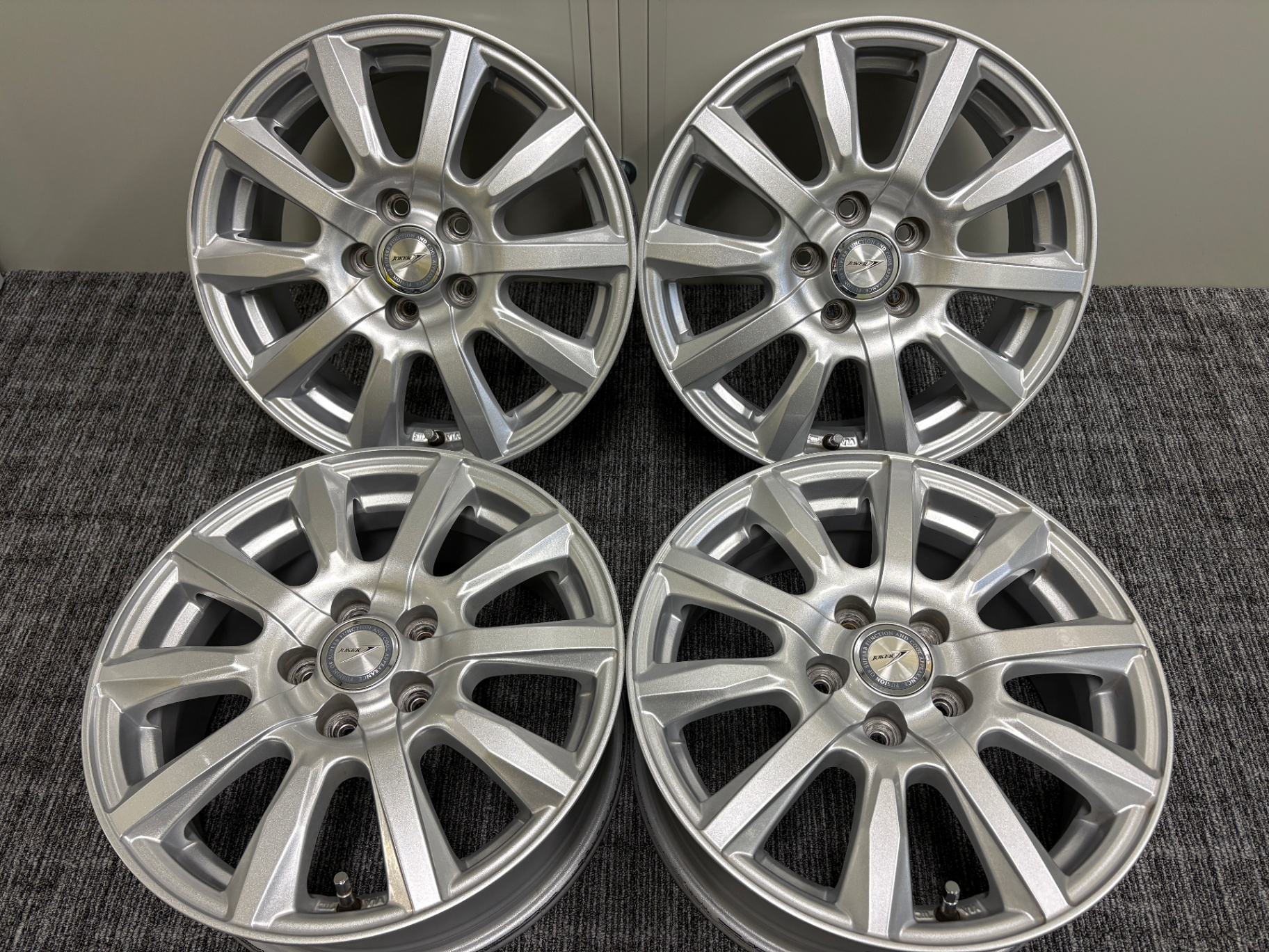 T61 アルミホイール 1台分 4個セット 15x6.0J +43 5H PCD100 Weds JOKER シルバー スポーク